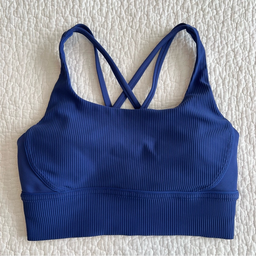 Lululemon Energy Bra Long Line Ribbed Regatta Blue 6 - Picture 3 of 9